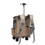 Portable Folding Trolley Pet Backpack Traveling Cat Backpack With Universal Wheel Trolley Pet Bag